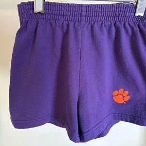 Soffe Athletic Shorts in Purple with Orange Clemson Logo